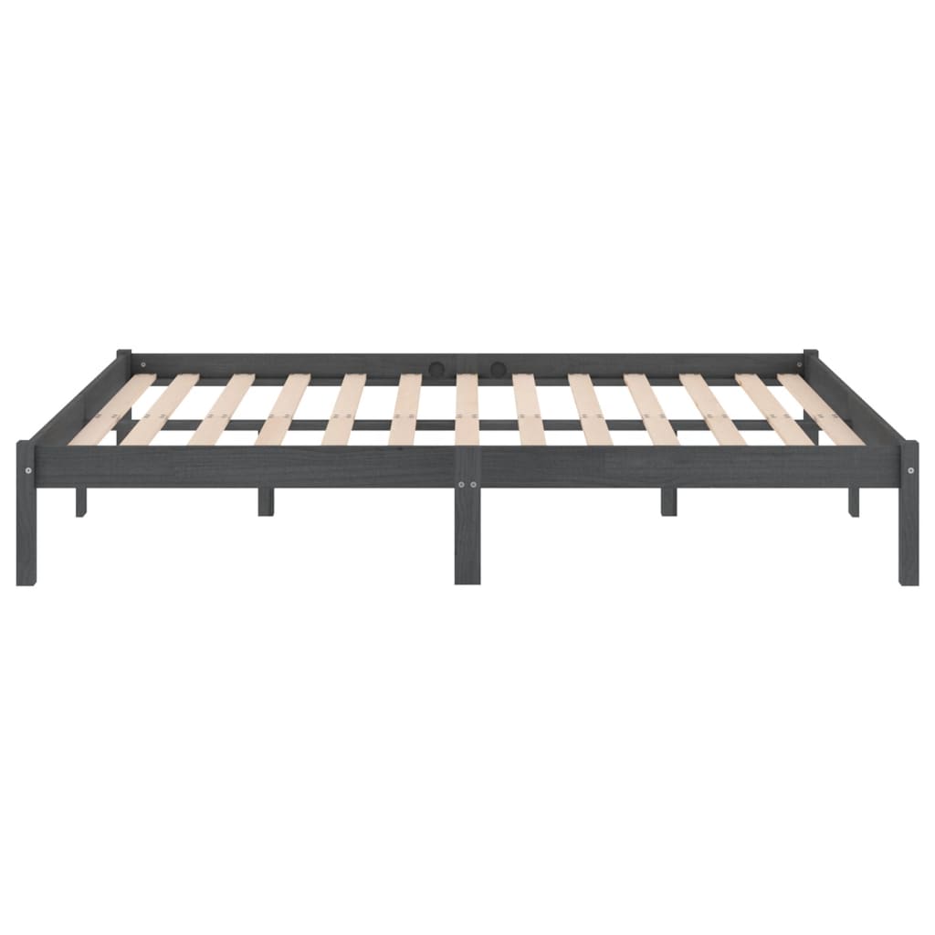 810019 vidaXL Bed Frame without Mattress Grey Solid Wood 140x200 cm