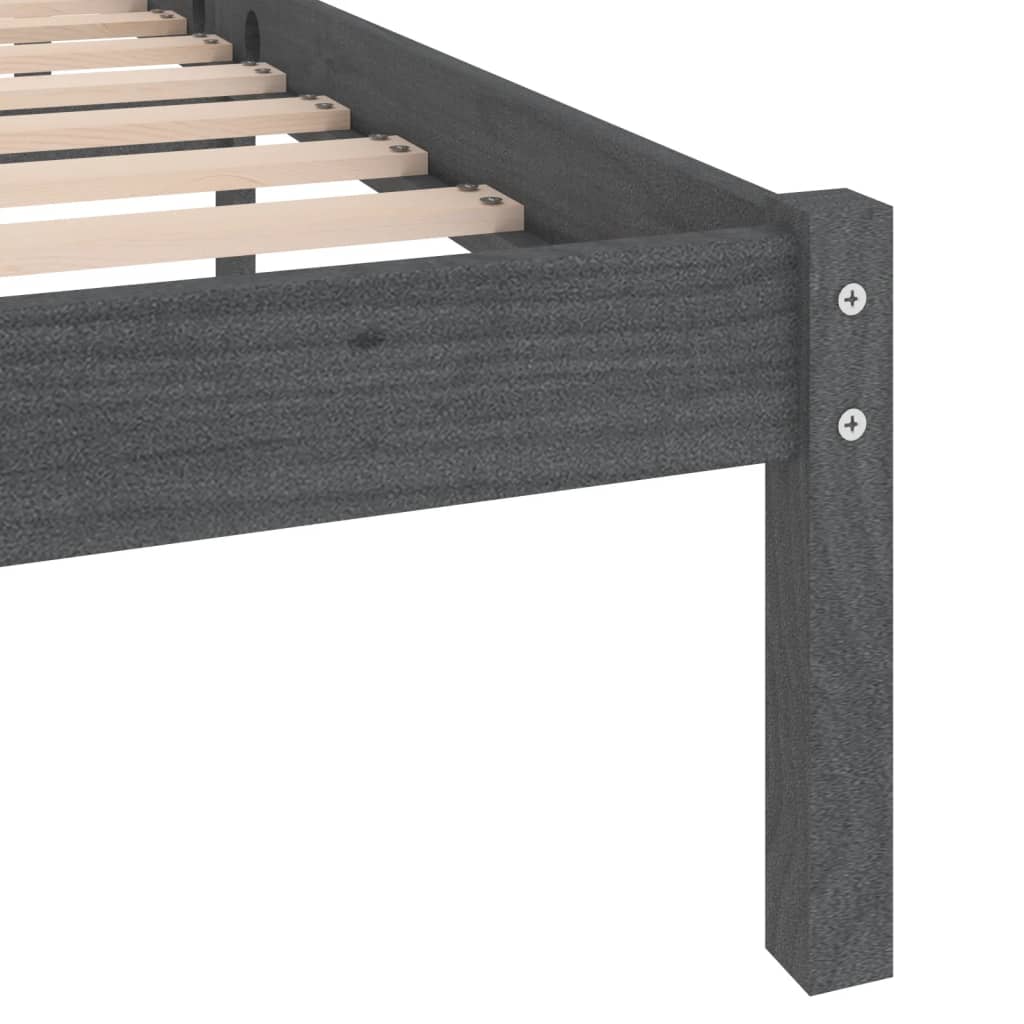 810019 vidaXL Bed Frame without Mattress Grey Solid Wood 140x200 cm