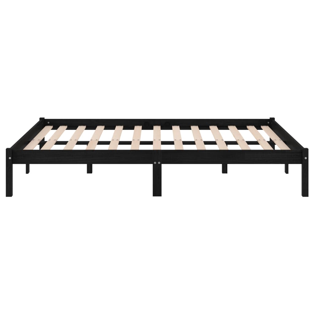 810021 vidaXL Bed Frame without Mattress Black Solid Wood 140x200 cm