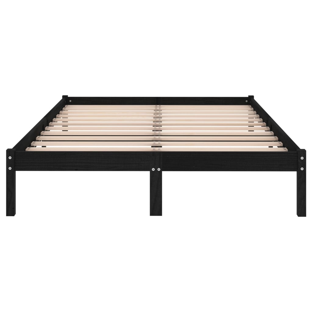 Bed Frame without Mattress Black Solid Wood King Size