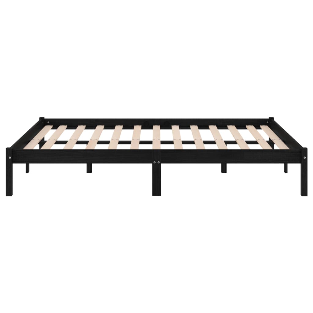 810031 vidaXL Bed Frame without Mattress Black Solid Wood 160x200 cm