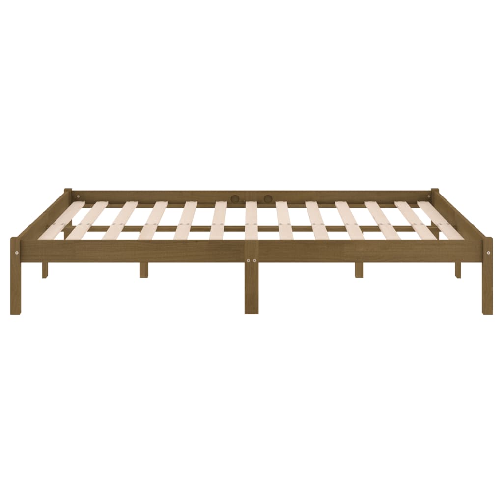 810040 vidaXL Bed Frame without Mattress Honey Brown Solid Wood 200x200 cm
