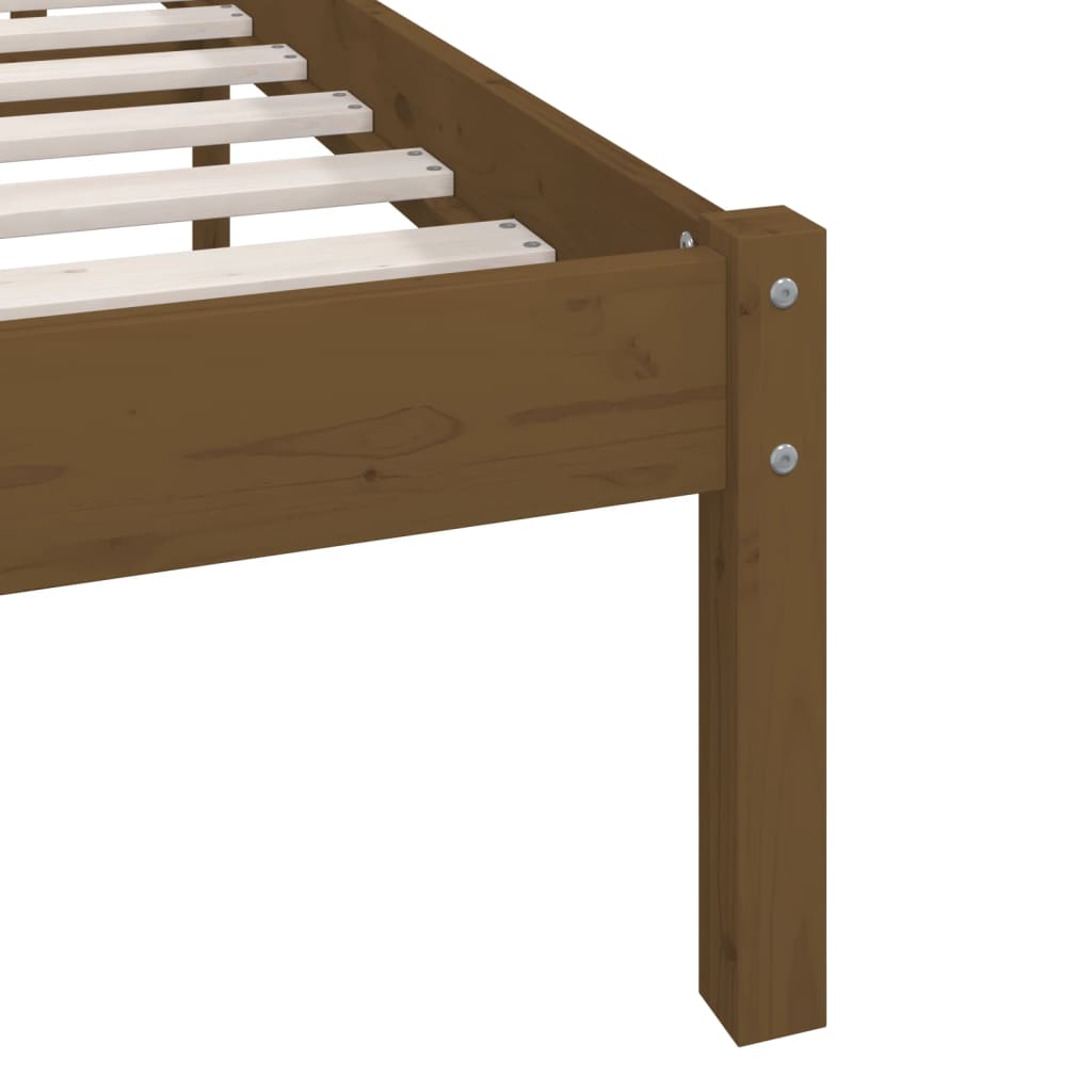 Bed Frame without Mattress Honey Brown Solid Wood Pine Single