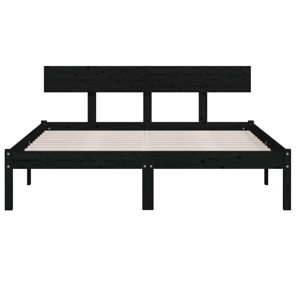 Bed Frame without Mattress Black Solid Wood Small Double