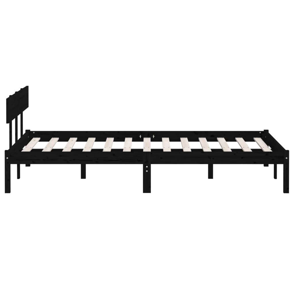 Bed Frame without Mattress Black Solid Wood Small Double