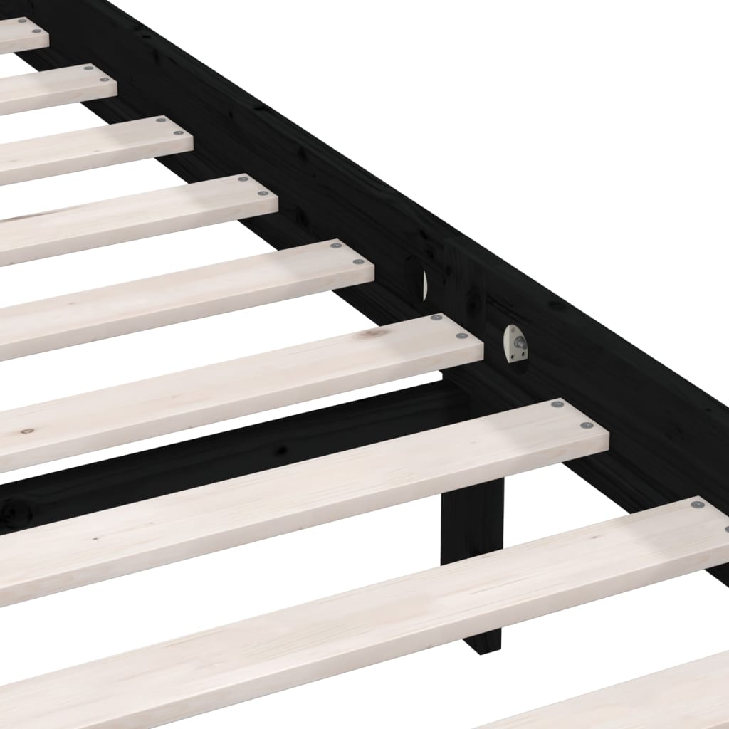 Bed Frame without Mattress Black Solid Wood Small Double