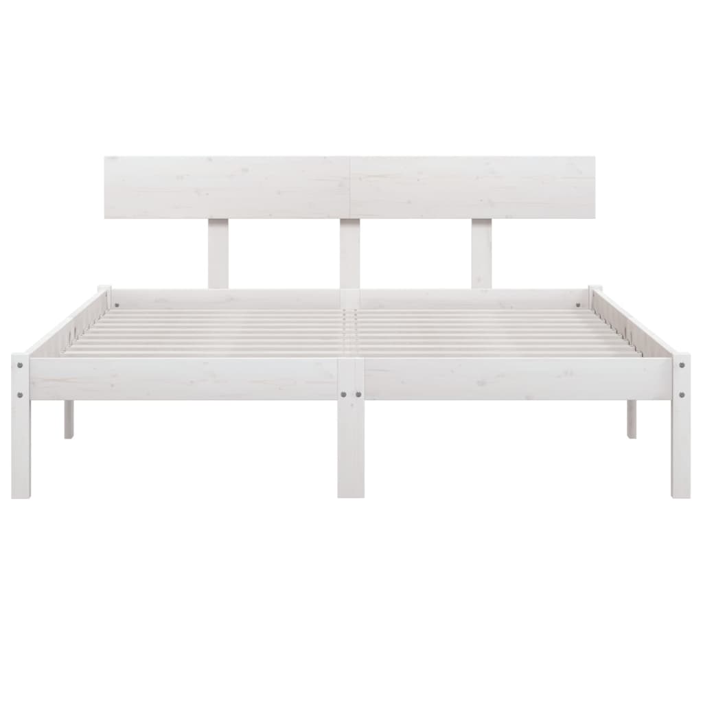 Bed Frame without Mattress White Solid Wood 140x190 cm