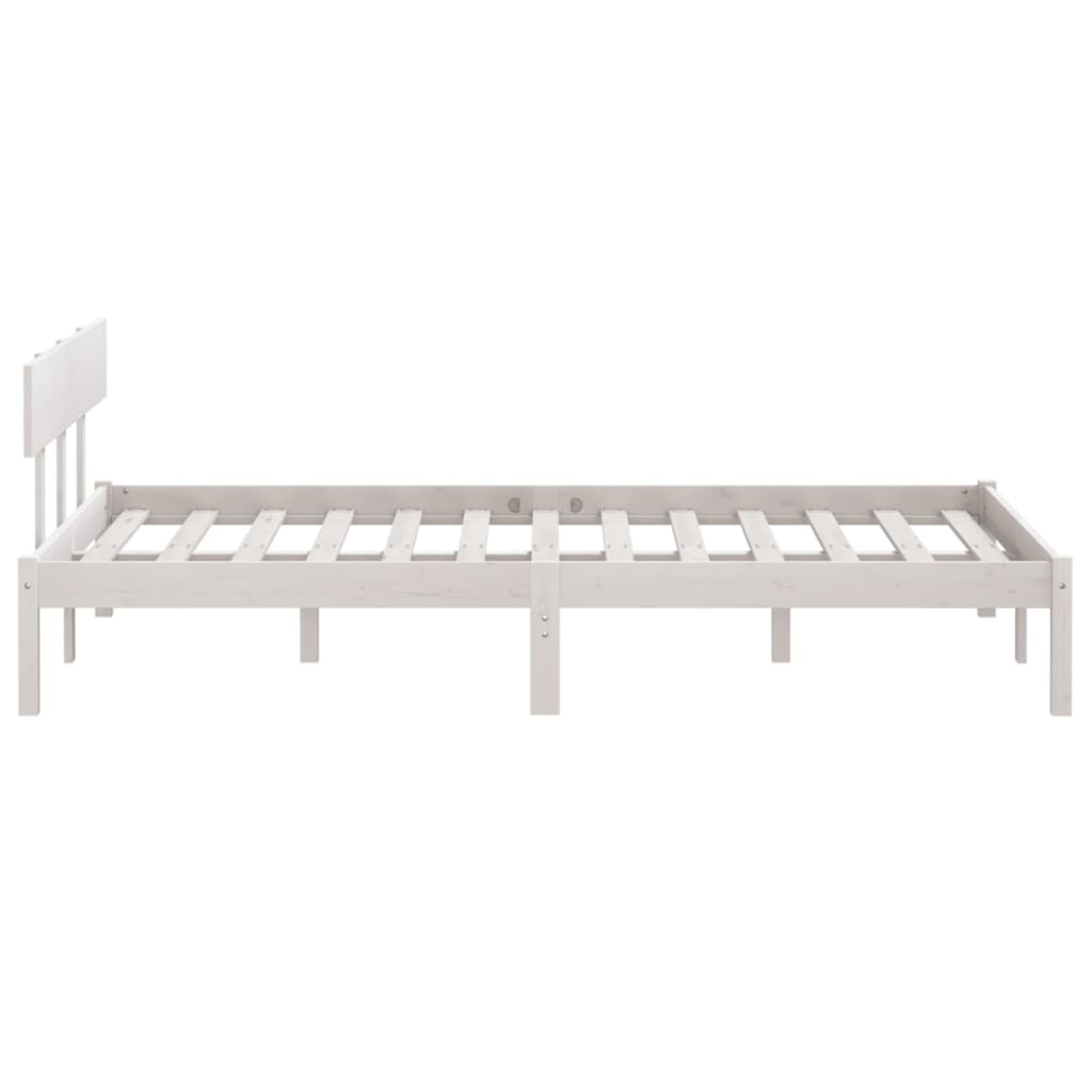 Bed Frame without Mattress White Solid Wood 140x190 cm