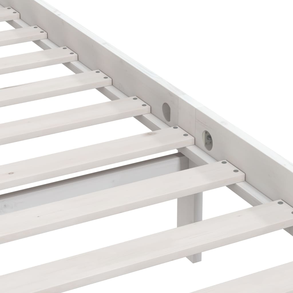 Bed Frame without Mattress White Solid Wood 140x190 cm