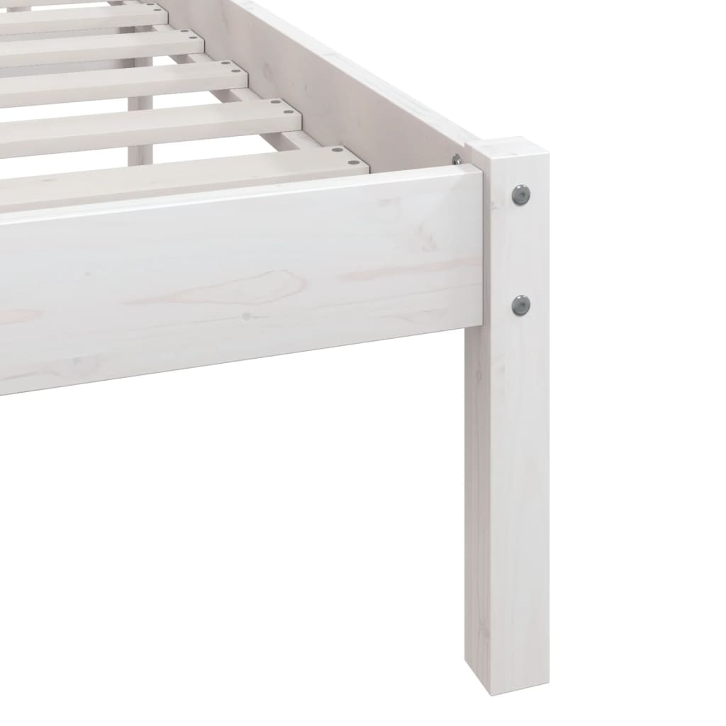 Bed Frame without Mattress White Solid Wood 140x190 cm