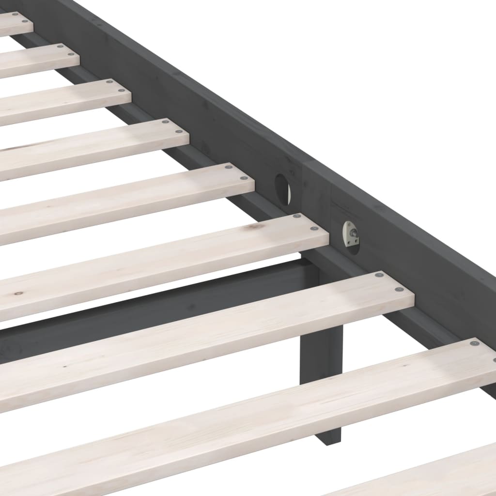 Bed Frame without Mattress Grey Solid Wood Pine King Size