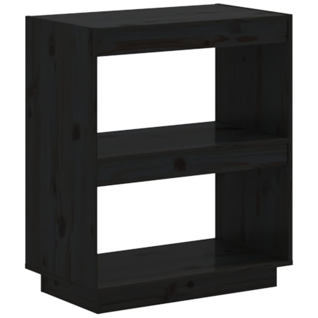 Book Cabinet Black 60x35x71 cm Solid Wood Pine