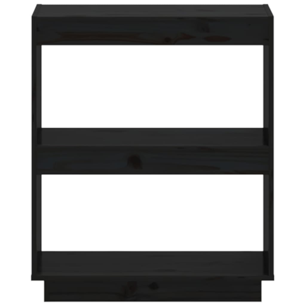 Book Cabinet Black 60x35x71 cm Solid Wood Pine
