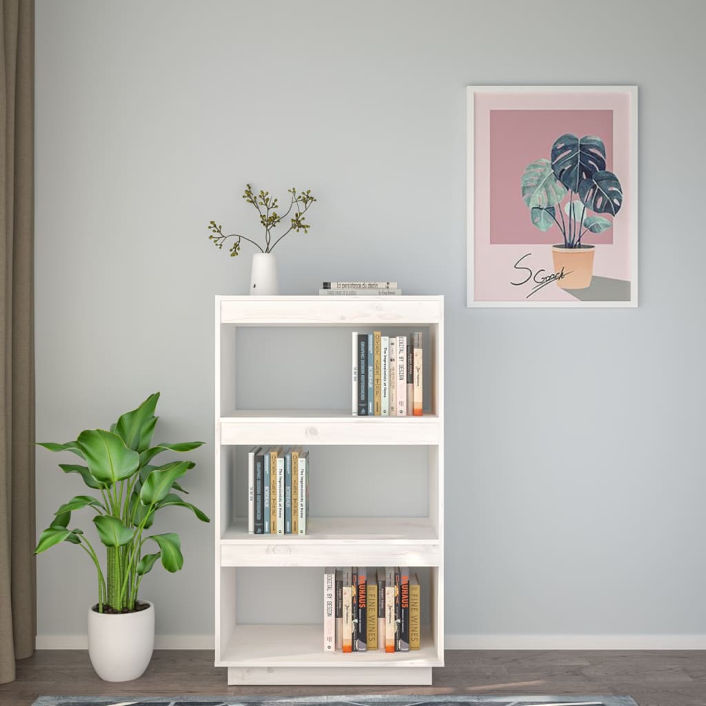 Book Cabinet/Room Divider White 60x35x103 cm Solid Wood Pine