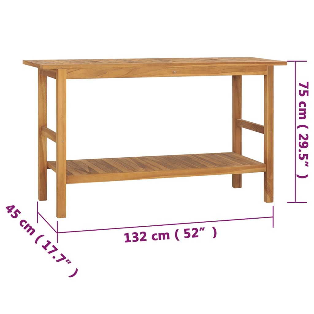 Bathroom Vanity Cabinet Solid Wood Teak 132x45x75 cm