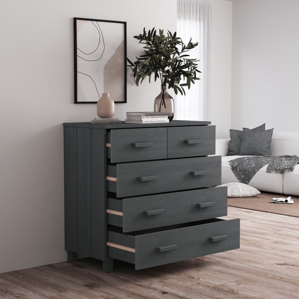 Sideboard HAMAR Dark Grey 79x40x80 cm Solid Wood Pine