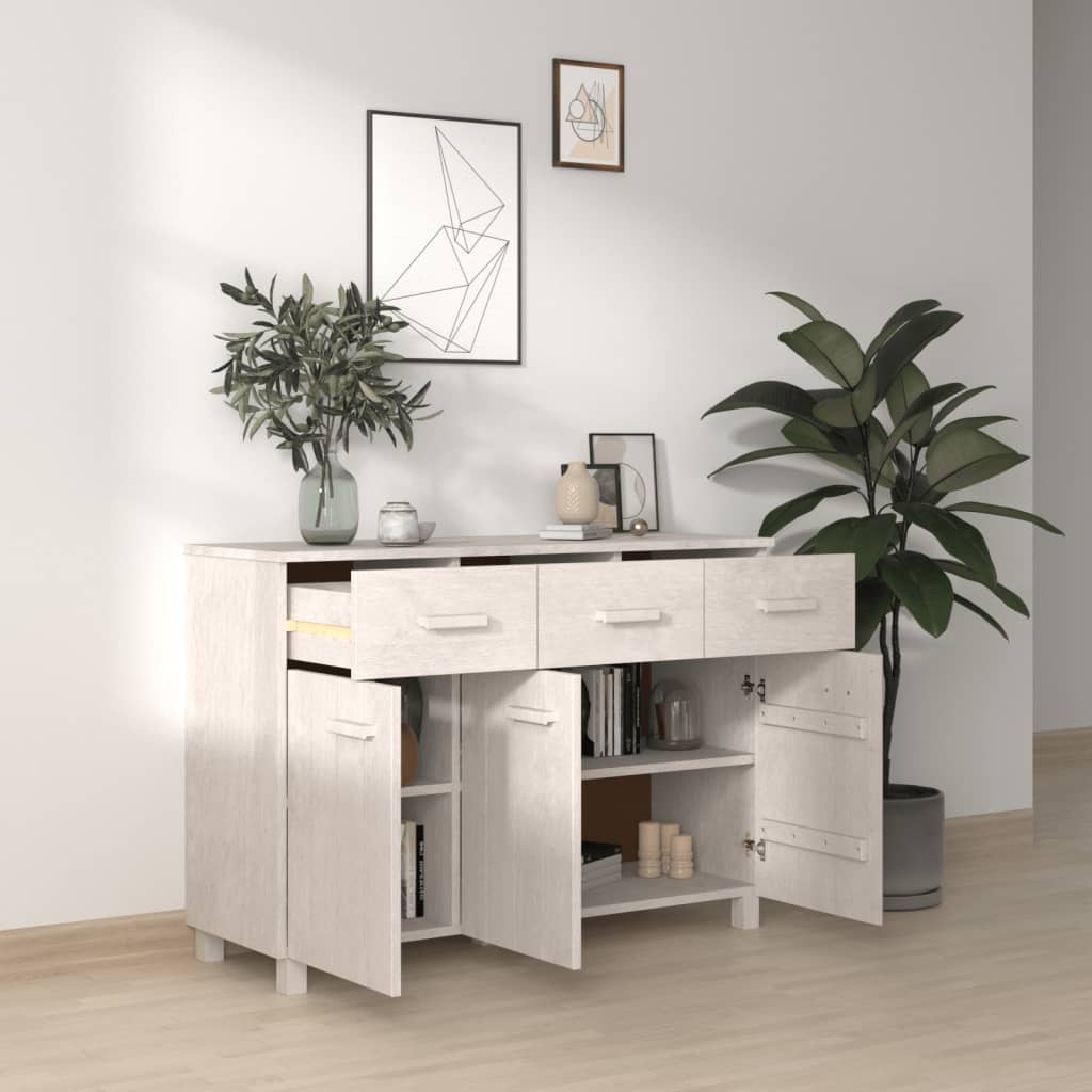 Sideboard HAMAR White 113x40x80 cm Solid Wood Pine