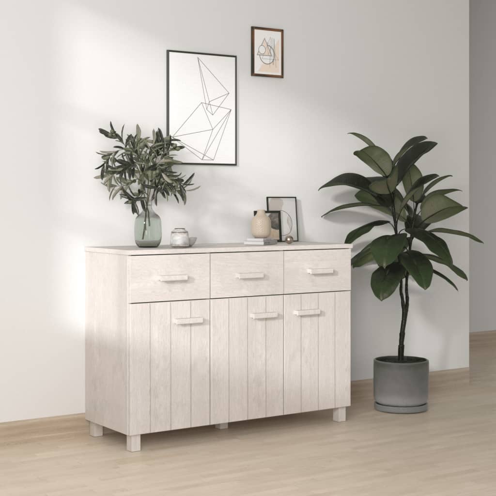 Sideboard HAMAR White 113x40x80 cm Solid Wood Pine