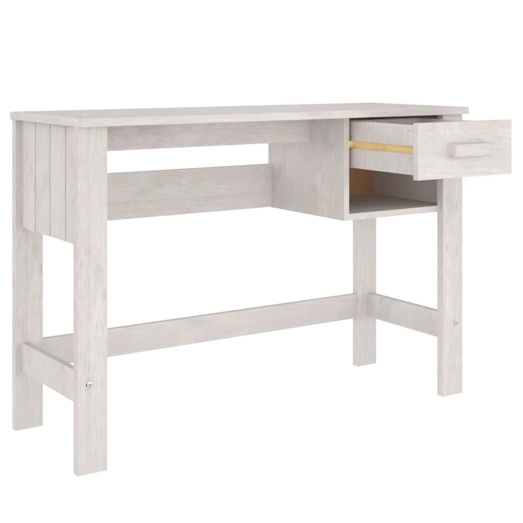 Desk HAMAR White 110x40x75 cm Solid Wood Pine