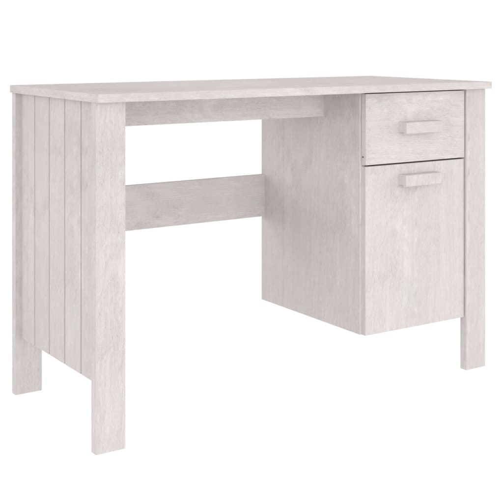 Desk HAMAR White 113x50x75 cm Solid Wood Pine