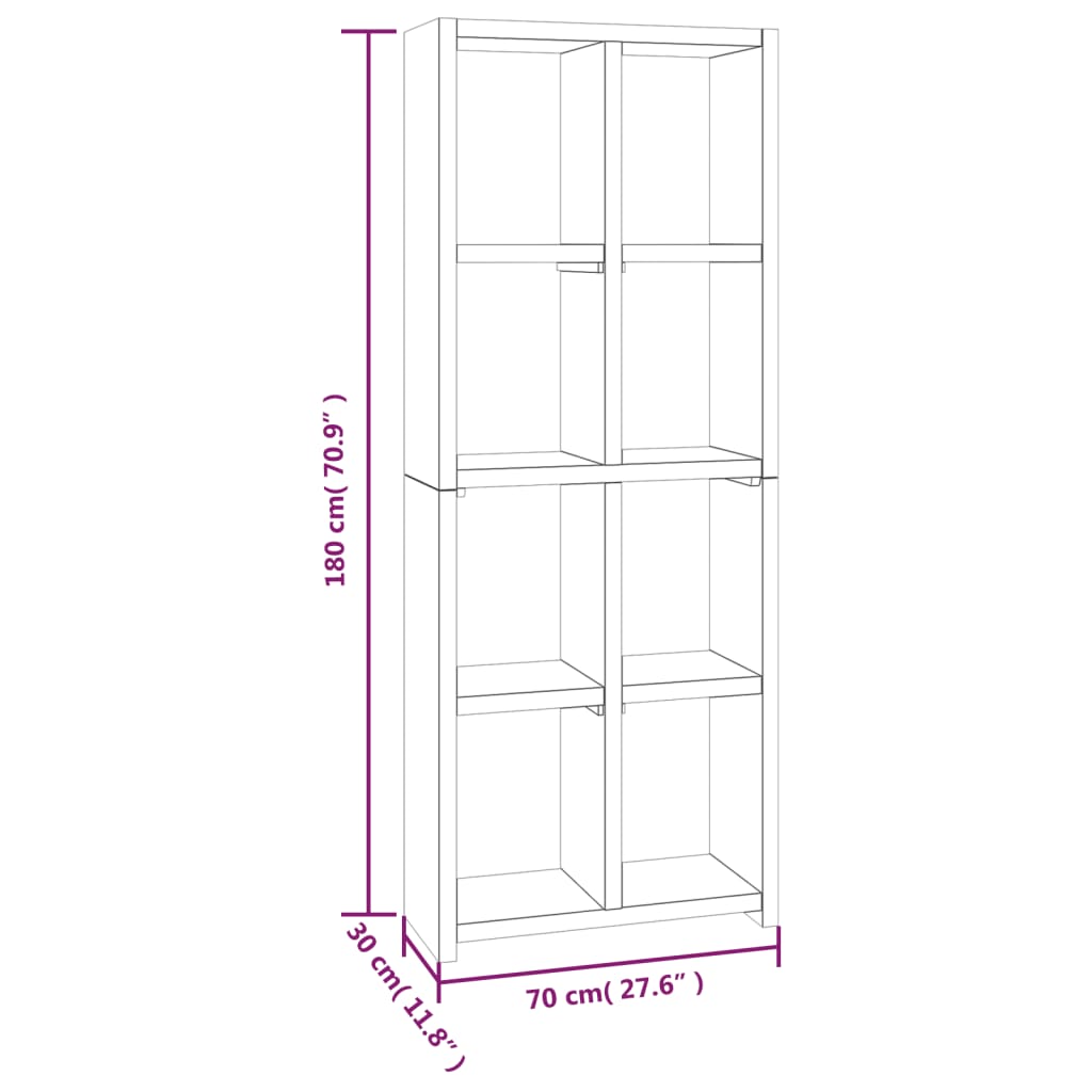 Book Cabinet 70x30x180 cm Solid Wood Teak