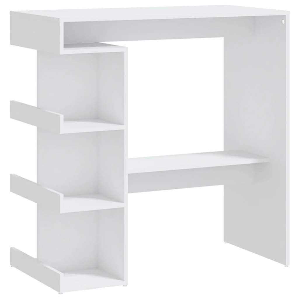 Modern Wooden High Kitchen Bar Dining Table With Open Storage Shelves Wood Tables