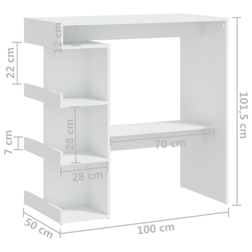 Modern Wooden High Kitchen Bar Dining Table With Open Storage Shelves Wood Tables