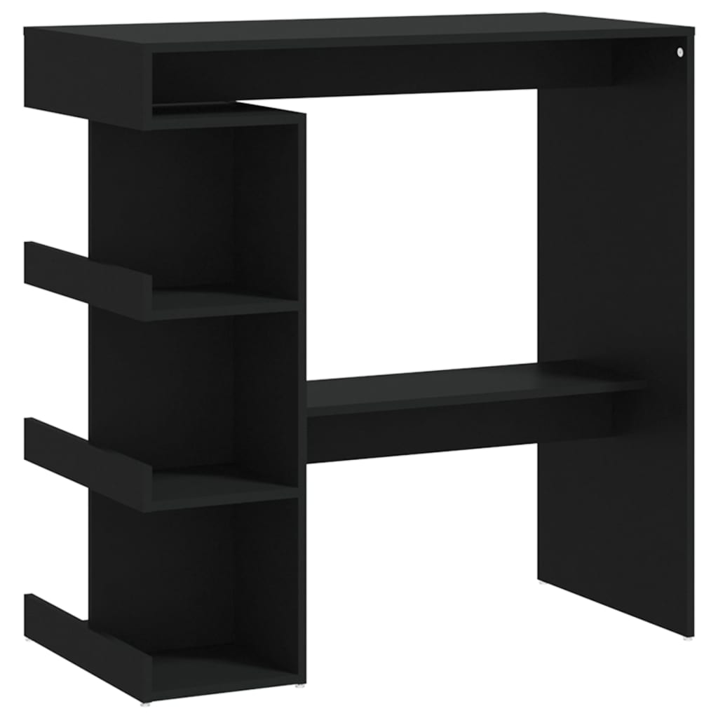 Modern Wooden High Kitchen Bar Dining Table With Open Storage Shelves Wood Tables