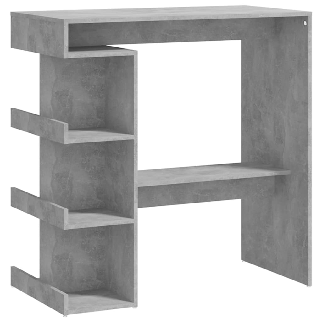 Modern Wooden High Kitchen Bar Dining Table With Open Storage Shelves Wood Tables