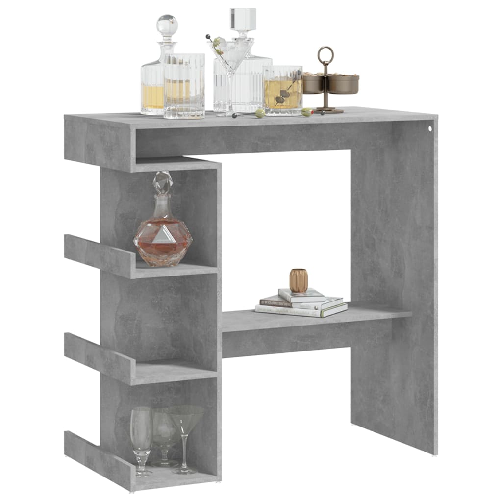 Modern Wooden High Kitchen Bar Dining Table With Open Storage Shelves Wood Tables