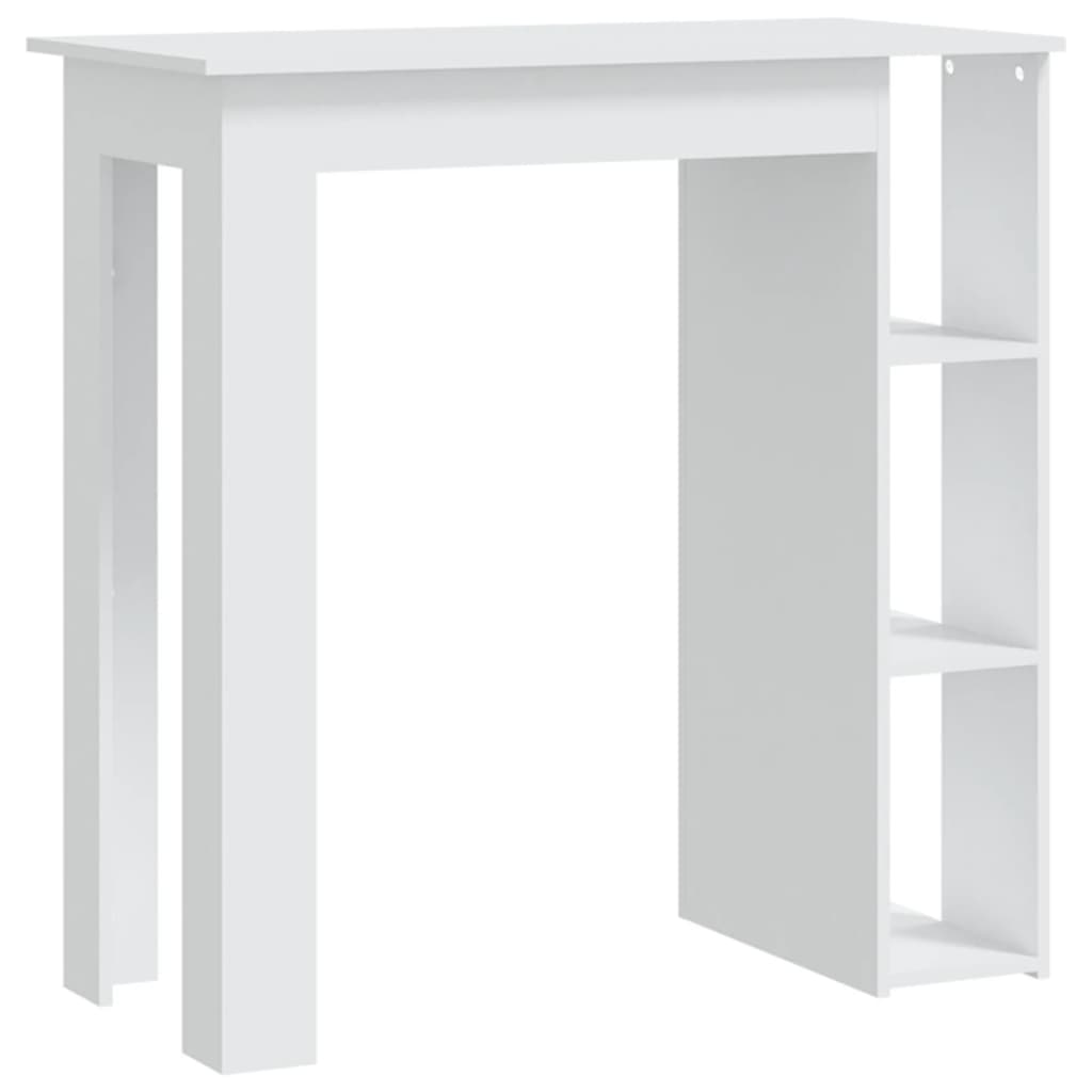Modern Wooden High Bar Table With Open Storage Shelves Wood Table