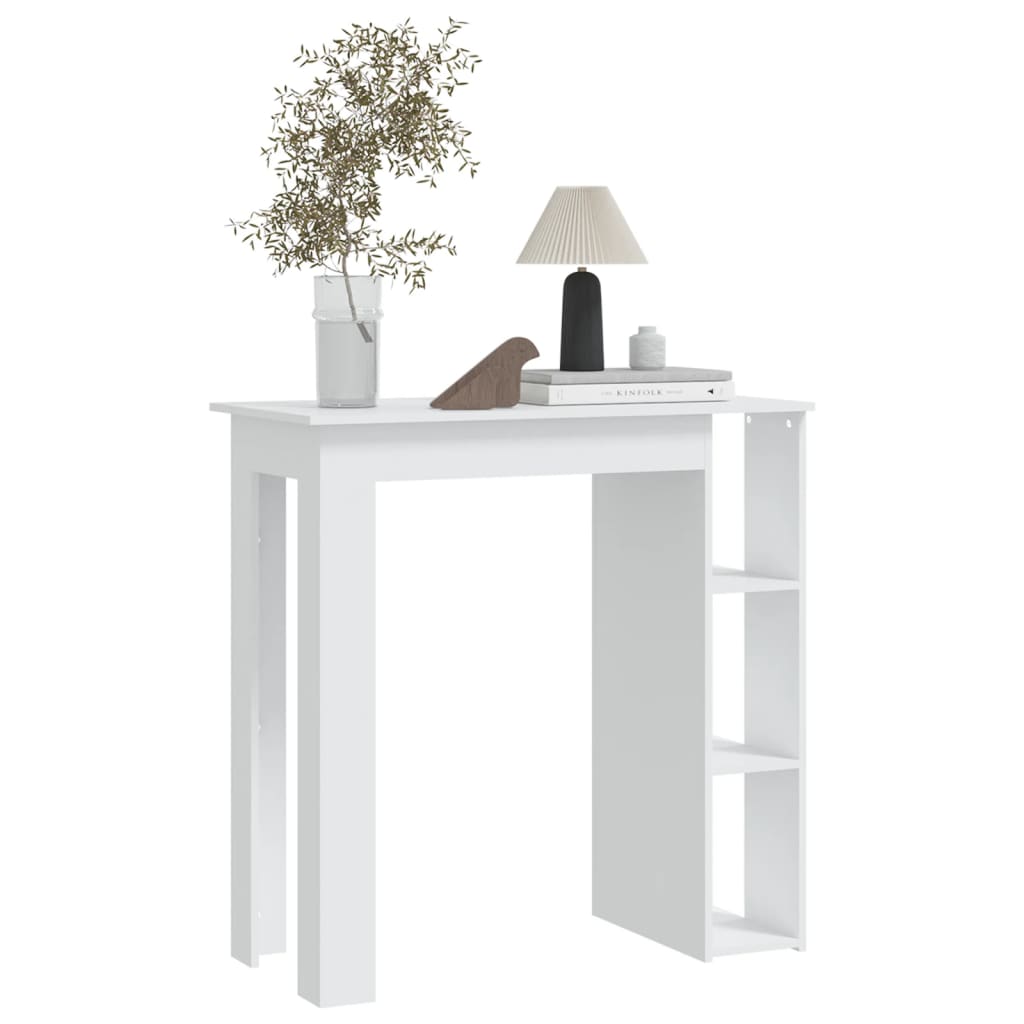 Modern Wooden High Bar Table With Open Storage Shelves Wood Table