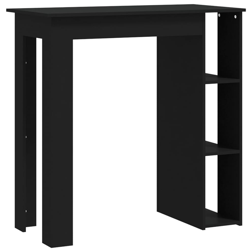 Modern Wooden High Bar Table With Open Storage Shelves Wood Table