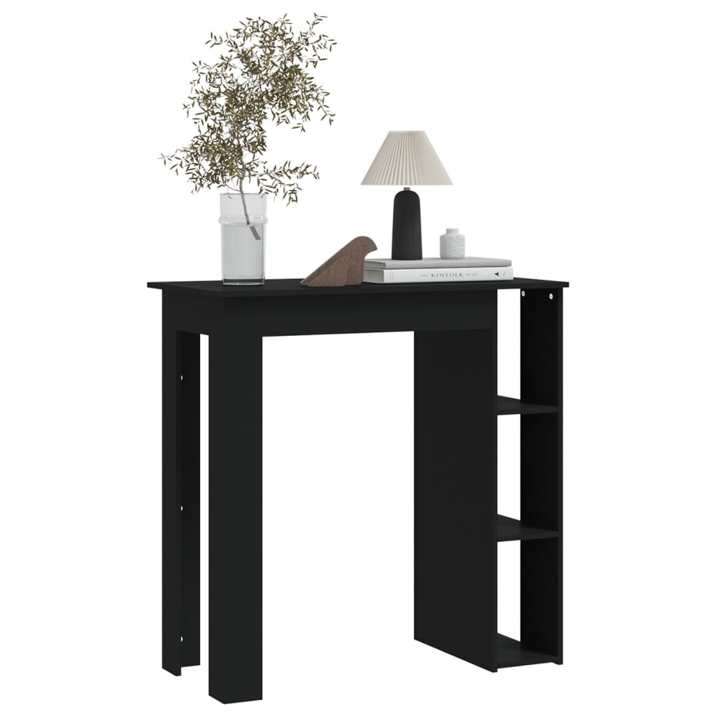 Modern Wooden High Bar Table With Open Storage Shelves Wood Table