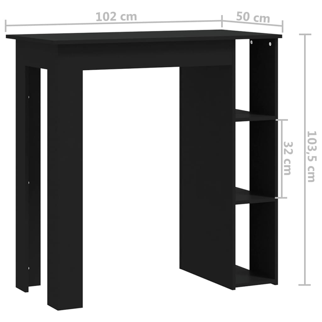 Modern Wooden High Bar Table With Open Storage Shelves Wood Table