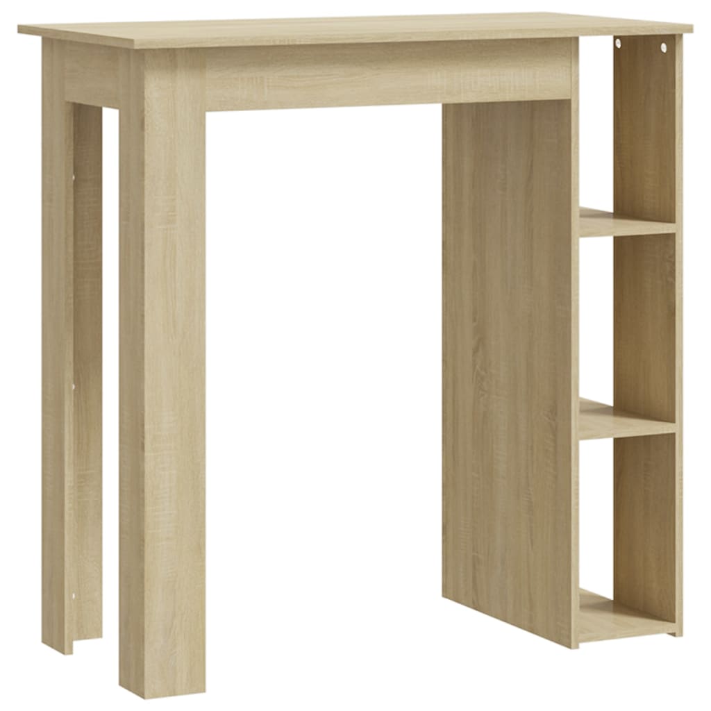 Modern Wooden High Bar Table With Open Storage Shelves Wood Table
