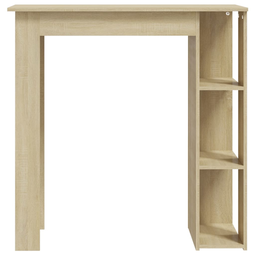 Modern Wooden High Bar Table With Open Storage Shelves Wood Table