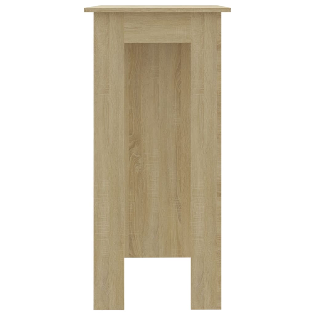 Modern Wooden High Bar Table With Open Storage Shelves Wood Table