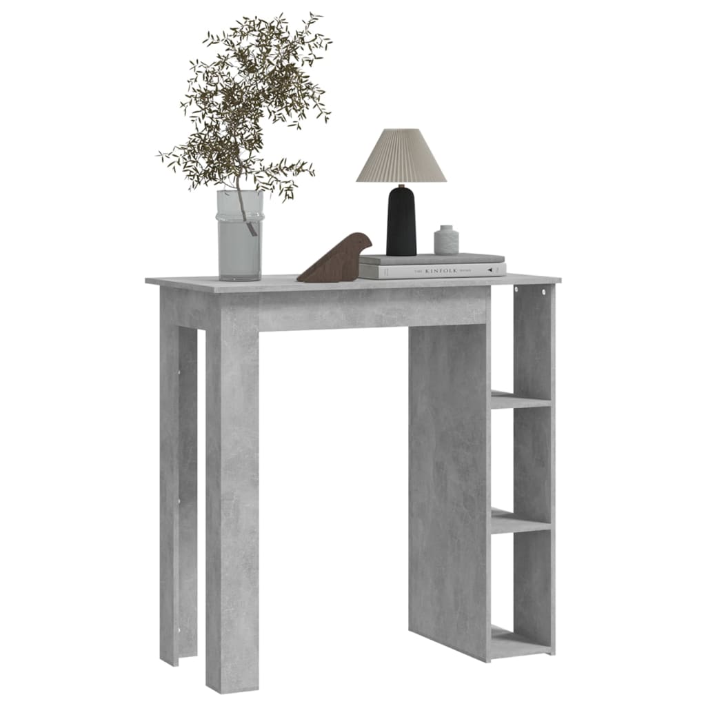 Modern Wooden High Bar Table With Open Storage Shelves Wood Table