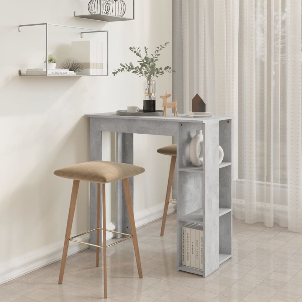 Modern Wooden High Bar Table With Open Storage Shelves Wood Table