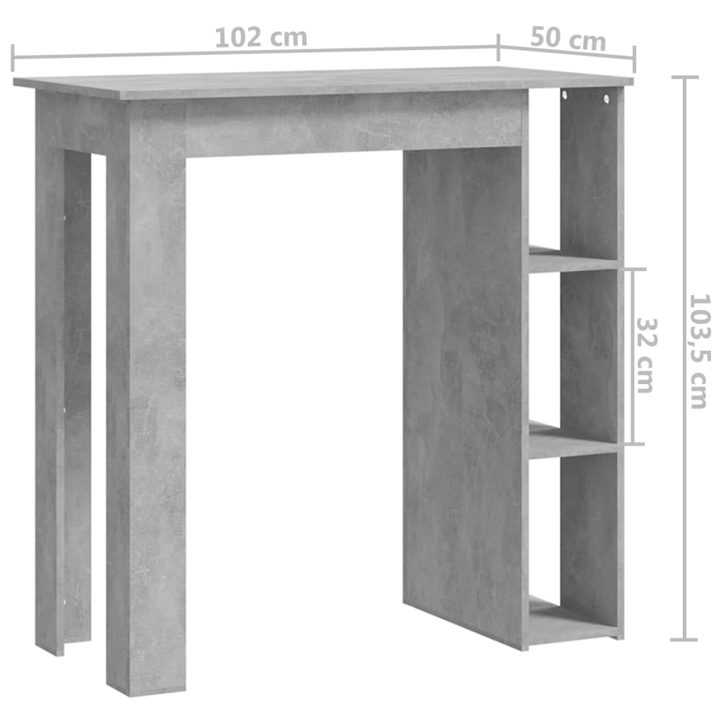 Modern Wooden High Bar Table With Open Storage Shelves Wood Table