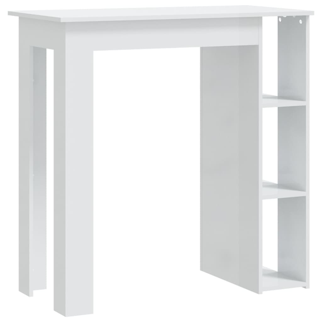 Modern Wooden High Bar Table With Open Storage Shelves Wood Table
