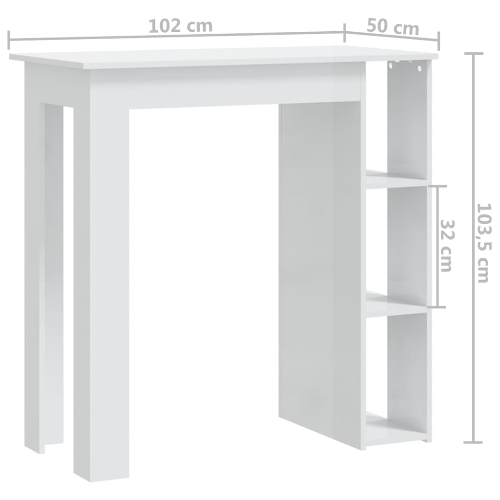 Modern Wooden High Bar Table With Open Storage Shelves Wood Table