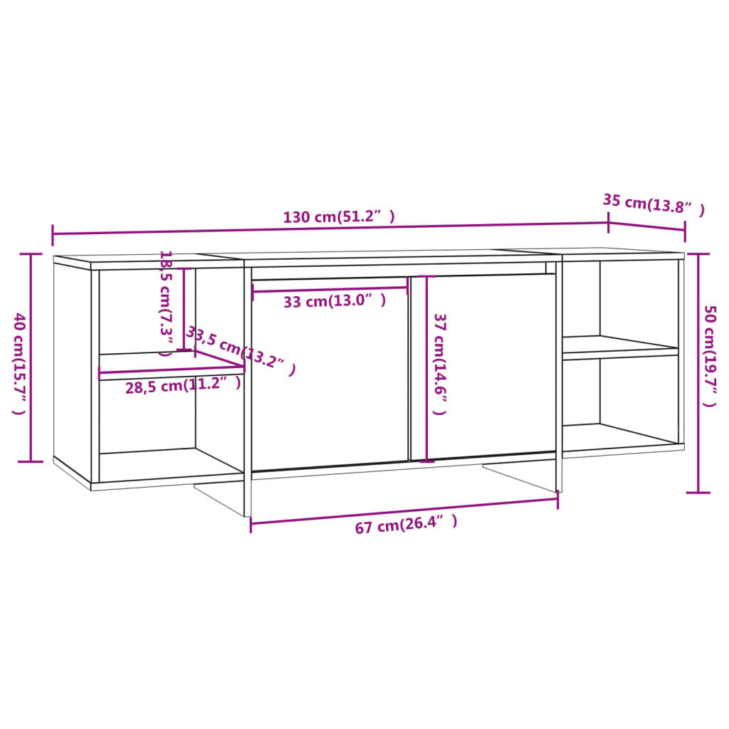 Modern Wooden TV Tele Stand Unit Cabinet Home Entertainment Unit With 2 Doors