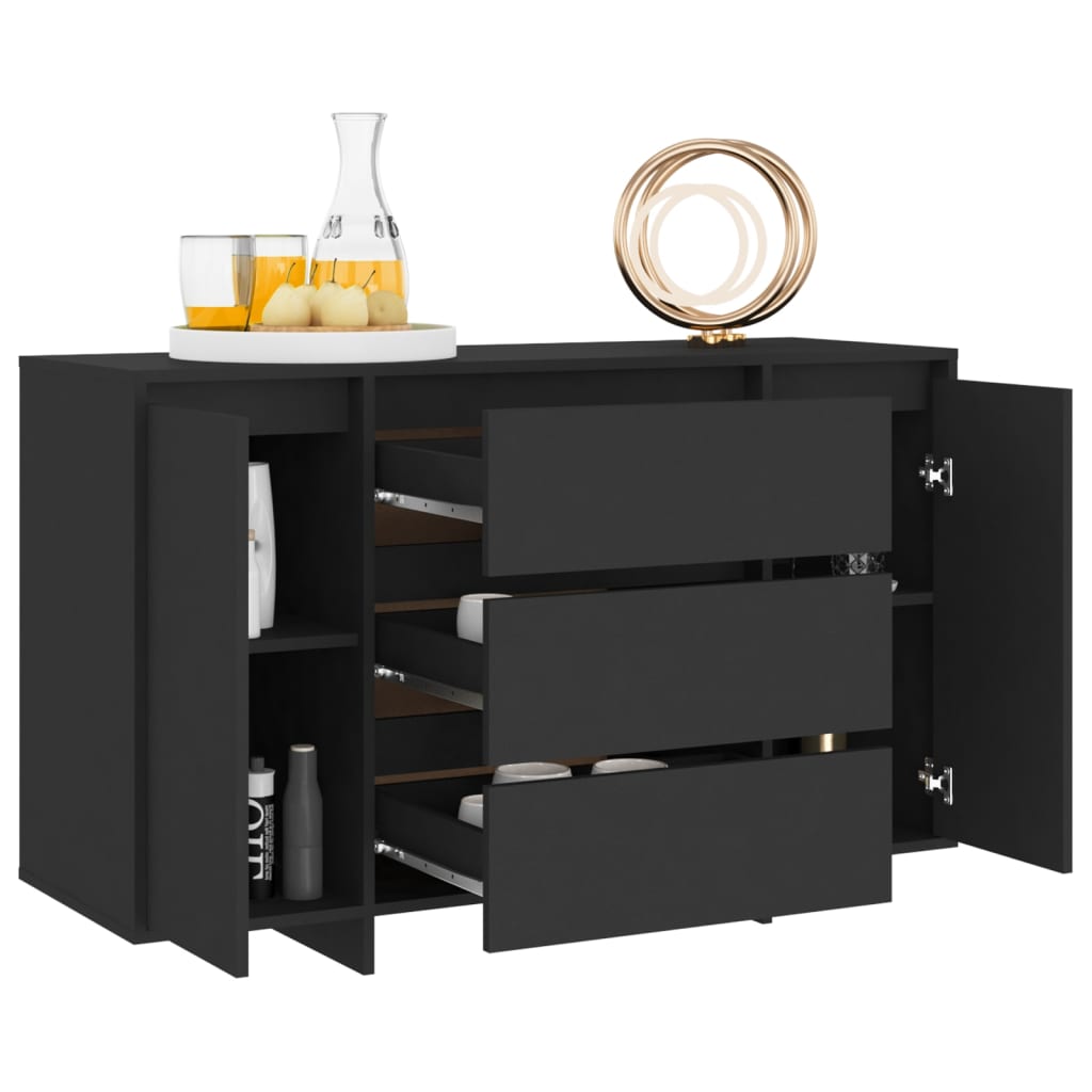 Sideboard with 3 Drawers Black 120x41x75 cm Engineered Wood