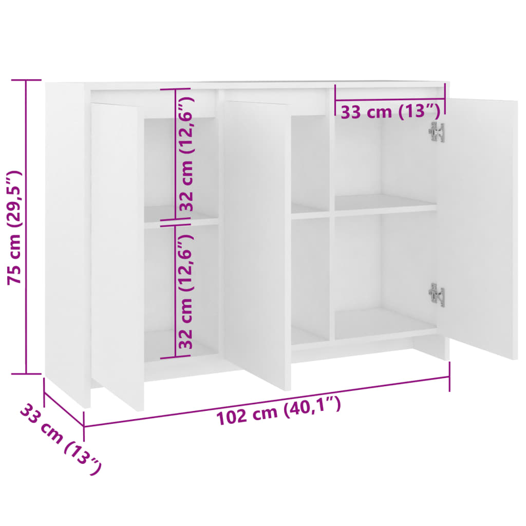 Modern Wooden 3 Door Home Sideboard Storage Cabinet Wood Dining Room Unit