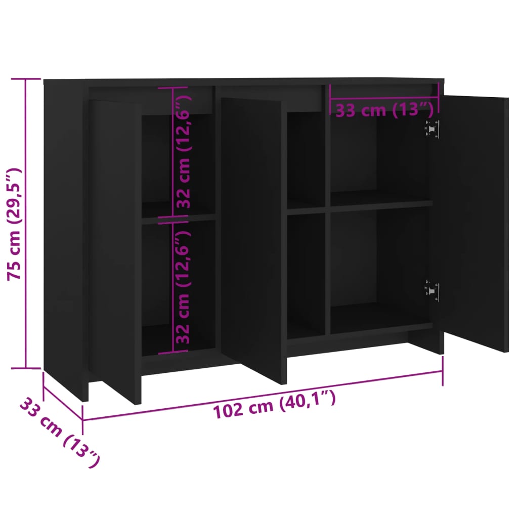 Modern Wooden 3 Door Home Sideboard Storage Cabinet Wood Dining Room Unit