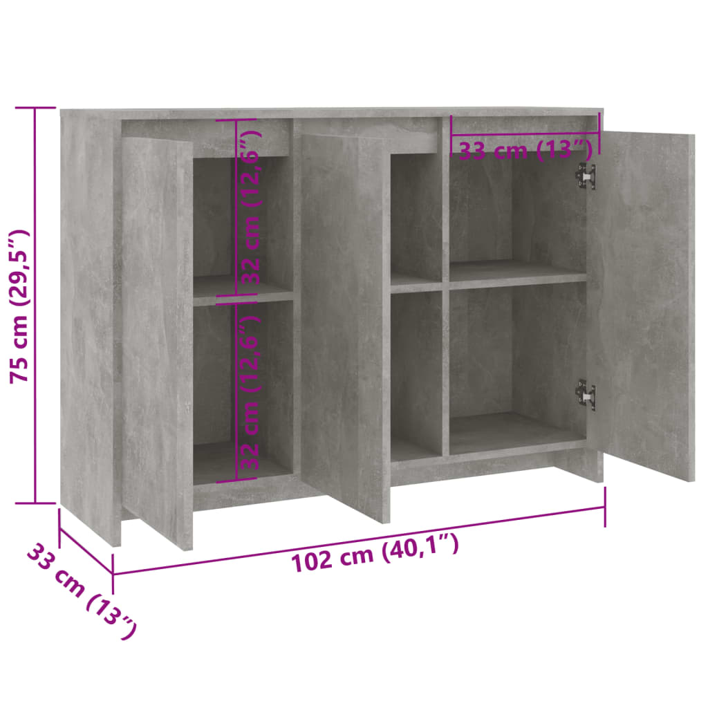Modern Wooden 3 Door Home Sideboard Storage Cabinet Wood Dining Room Unit
