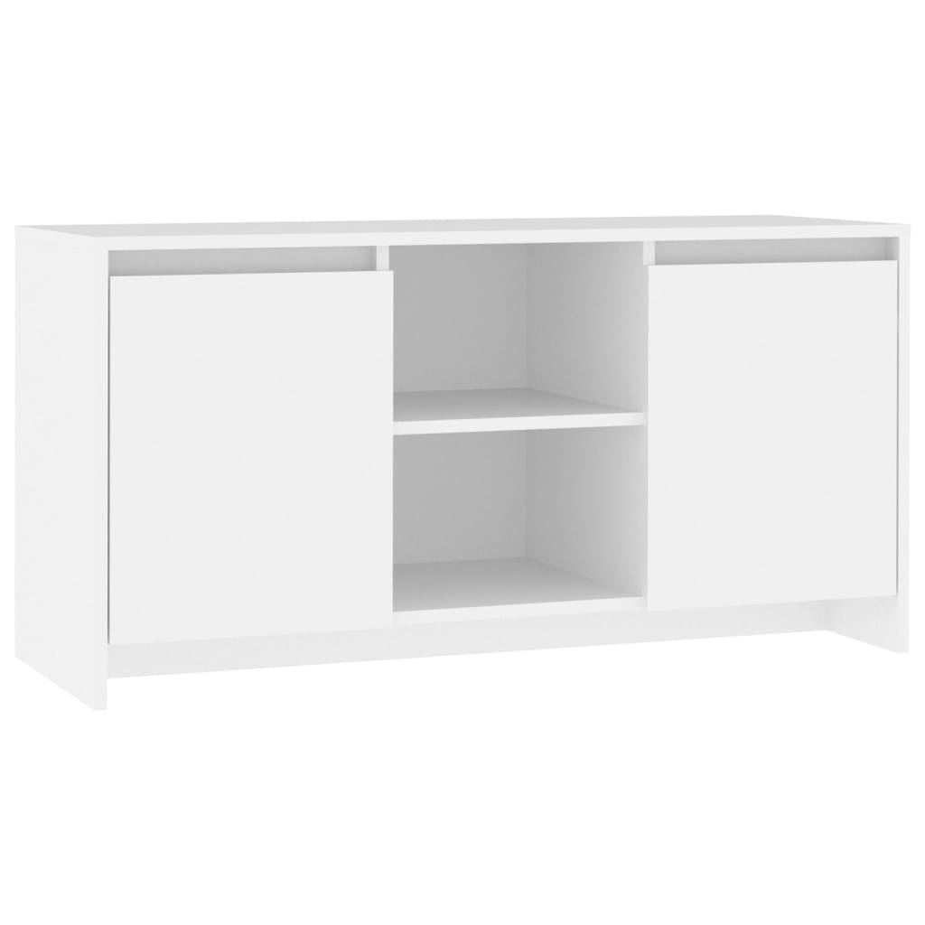 Modern Wooden TV Tele Stand Unit Cabinet With 2 Doors & Open Storage Shelves
