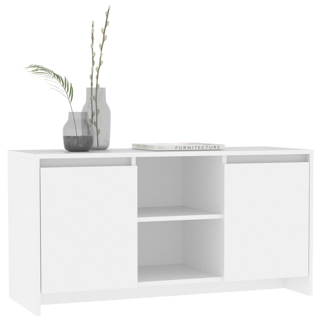 Modern Wooden TV Tele Stand Unit Cabinet With 2 Doors & Open Storage Shelves